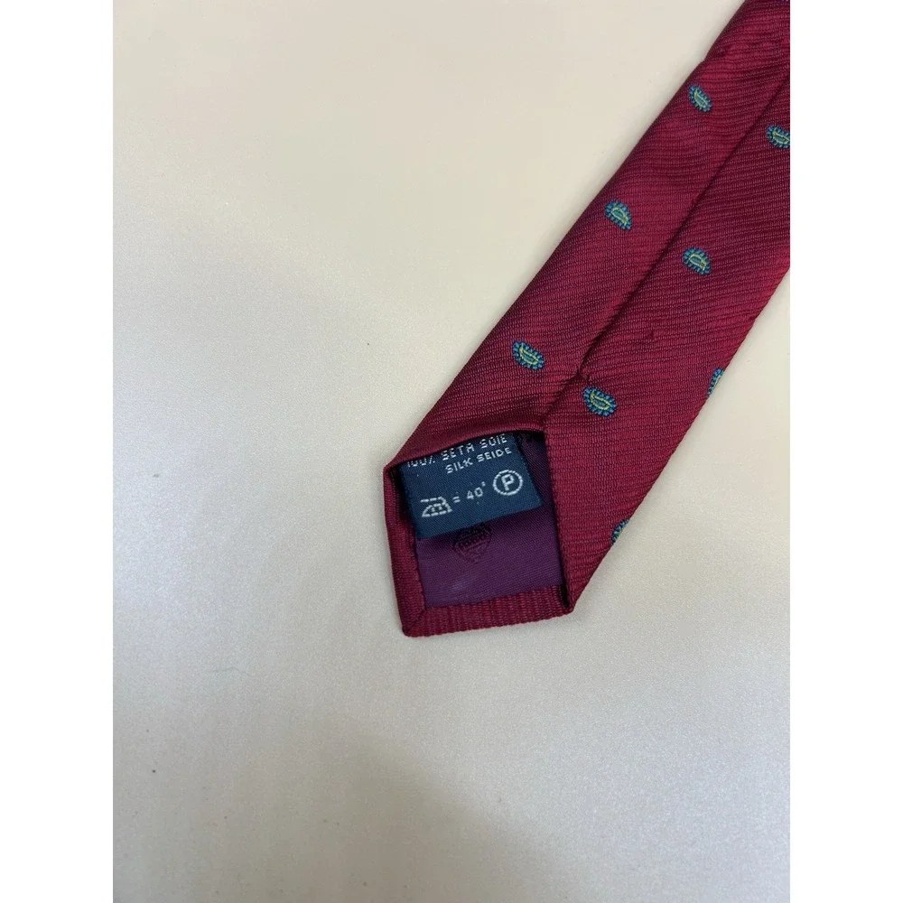Ermenegildo Zegna Silk Tie Red Blue Foulard Neat Pattern Made Italy 55